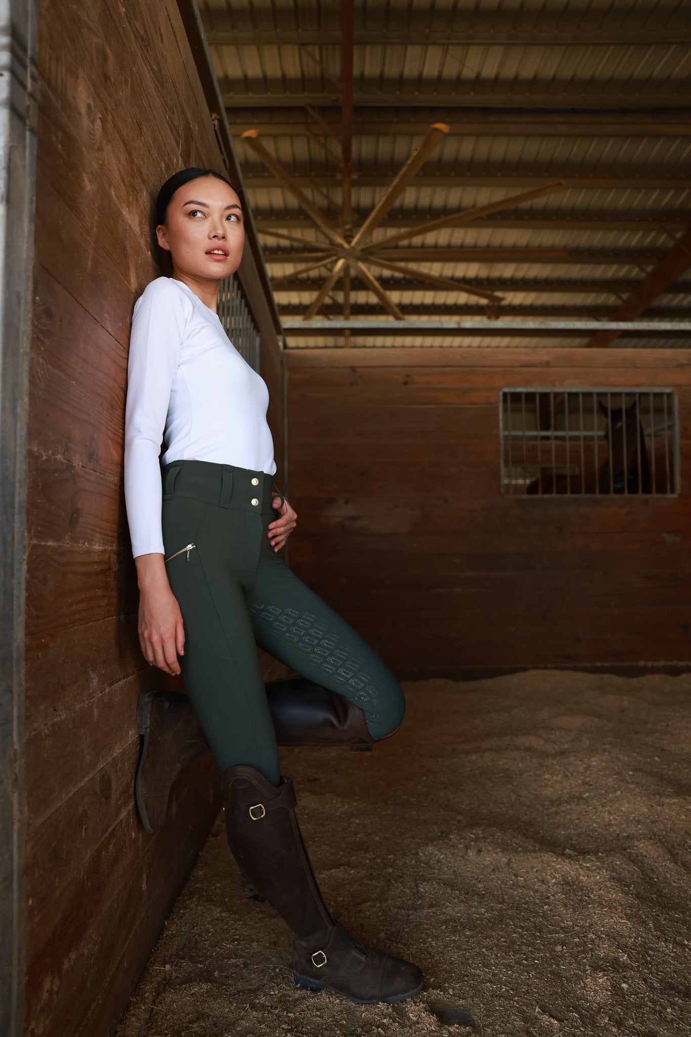 High Rise Compression Riding Breeches Green | Shop now